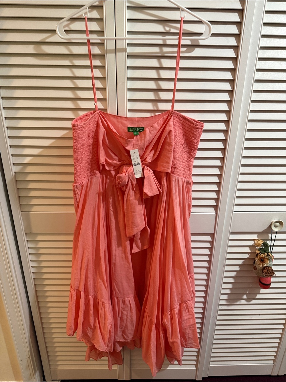 J. Crew Coral Tie-Front Spaghetti-Strap Dress
